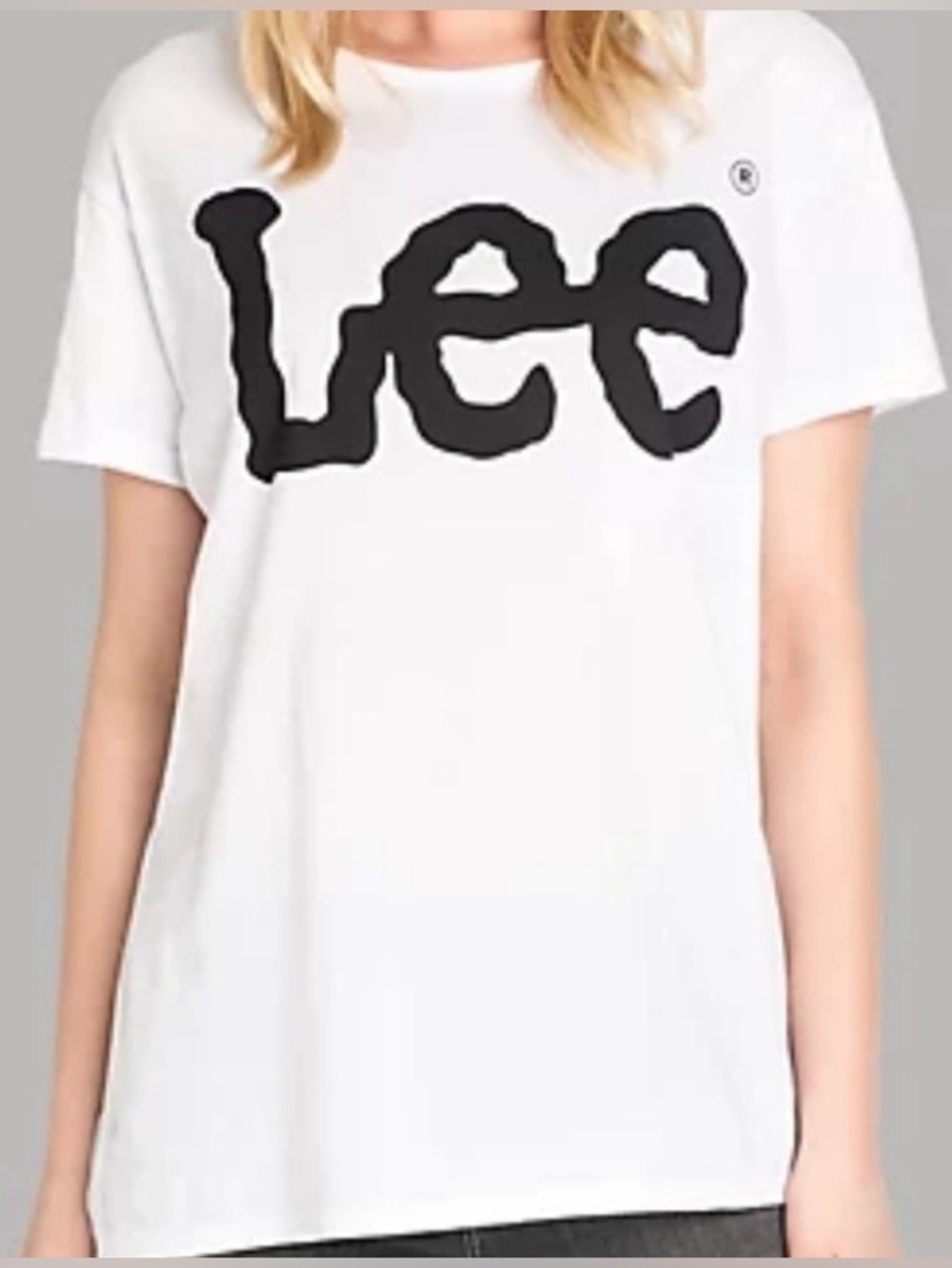 Lee White Tee with Black Logo